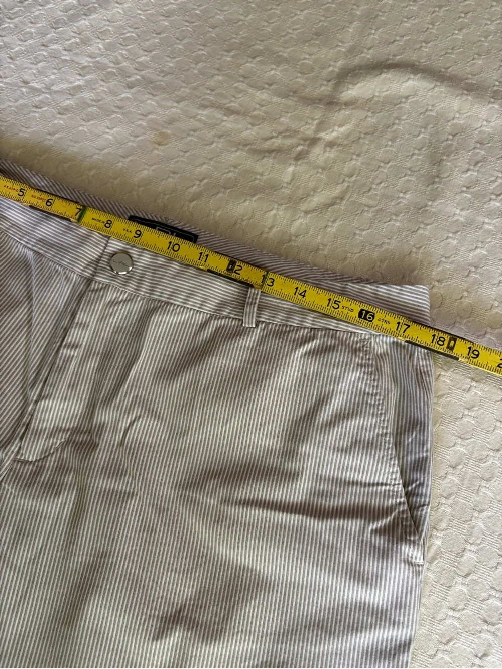 Ralph Lauren Beige Pinstriped Flat Front Men's Shorts